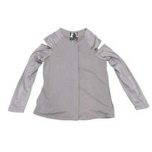 Young Fabulous & Broke‎ Gray Silver Jacket Zip Cold Shoulder Charmeuse Sleeve M